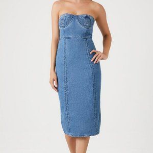 NWT- Strapless Denim Midi Dress - sz. M